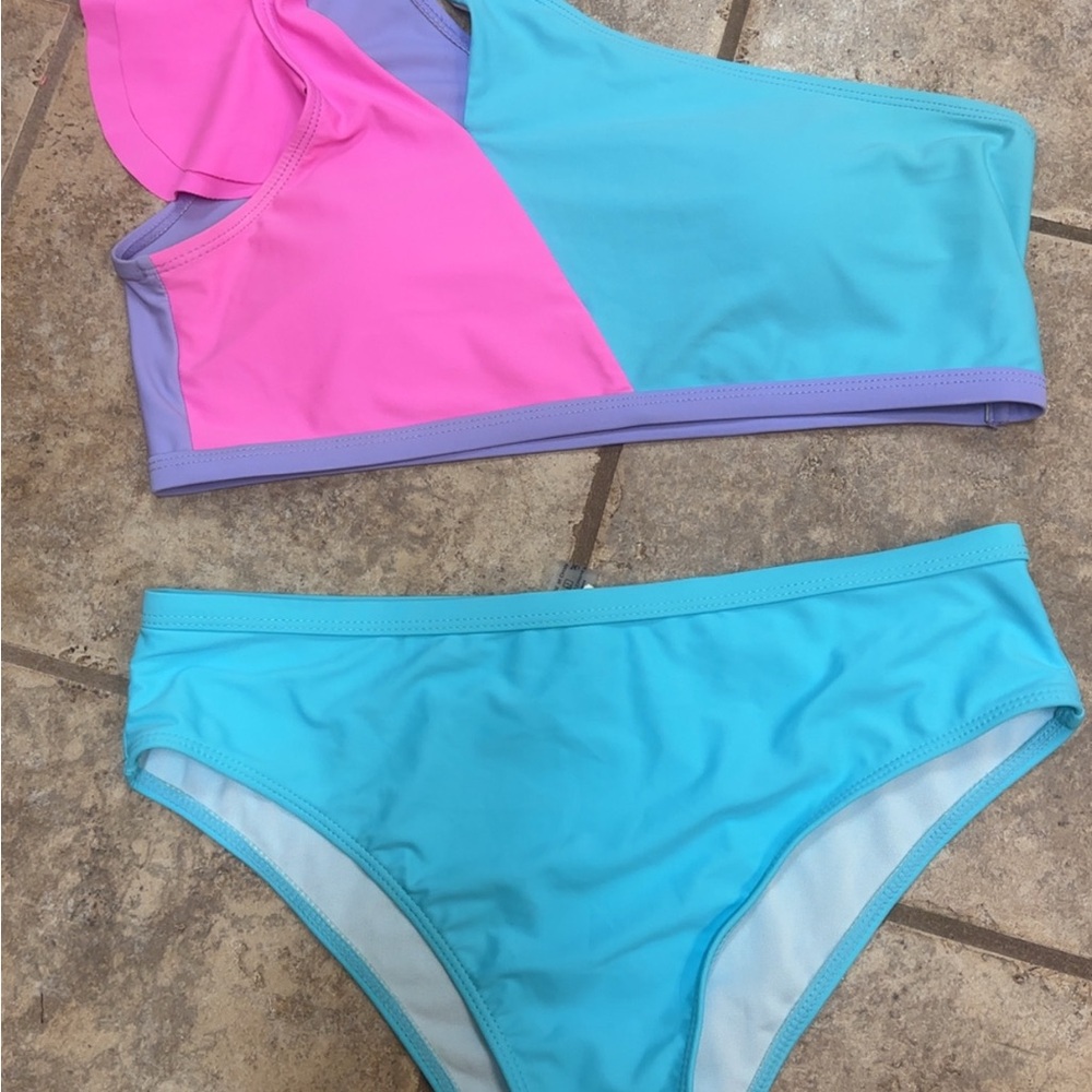 Colorblock Bikini Set in Pink and Blue